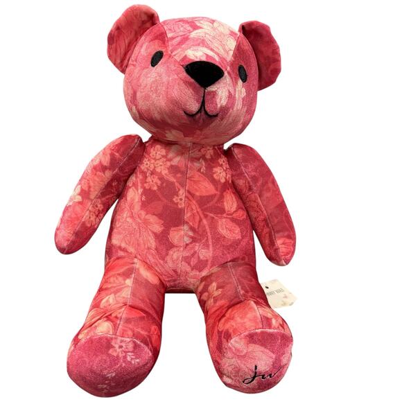 JOHNNY WAS pink printed velvet teddy bear, NWT - Picture 1 of 7